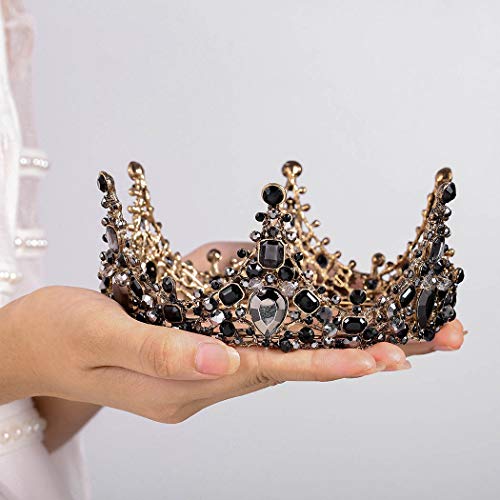 Сватбената корона на булката в стил барок Ajacry, черни царски диадеми с кристали, crown за ръчно изработени сватбени превръзки