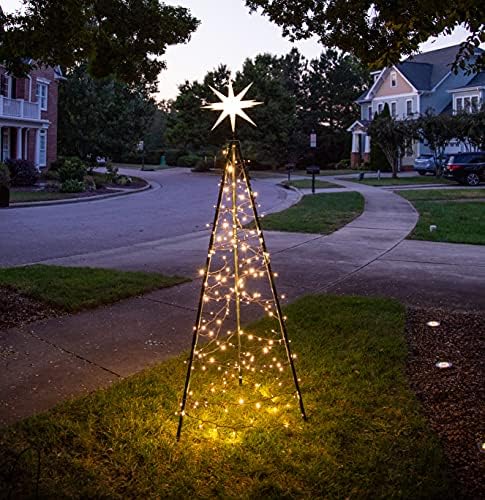 Улицата е Осветена Коледна елха Elf Логика с Капак под формата на Моравска Звезди - Използвайте като Улично Коледен декор