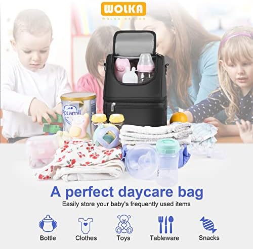 Случайна чанта за бебешки бутилки Wolka за дневни грижи, чанта за молокоотсоса, чанта-хладилник за кърма и ланча, Многофункционални