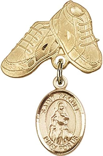 Детски иконата със златен пълнеж с талисман Свети Рейчъл и игла за детски сапожек 1 X 5/8 инча