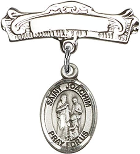 Детски икона Jewels Мания чар на Свети Йоахим и извити полирани игла за бейджа | Детски икона от Сребро с чар на Свети