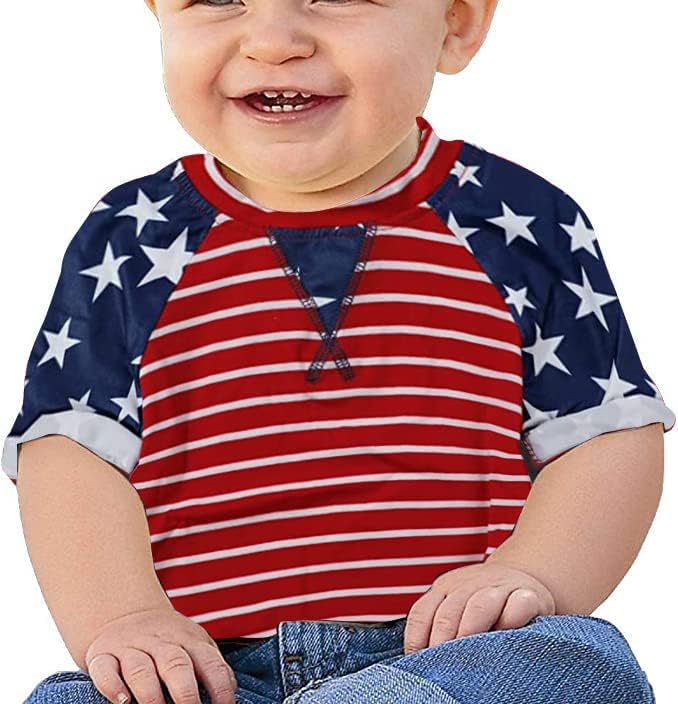 Детска Тениска с Американския Флаг, САЩ, 4 юли, Тениска в Патриотичен Ивица със Звездите, Ризи с Къс Ръкав, Ден на Независимостта, Върхове