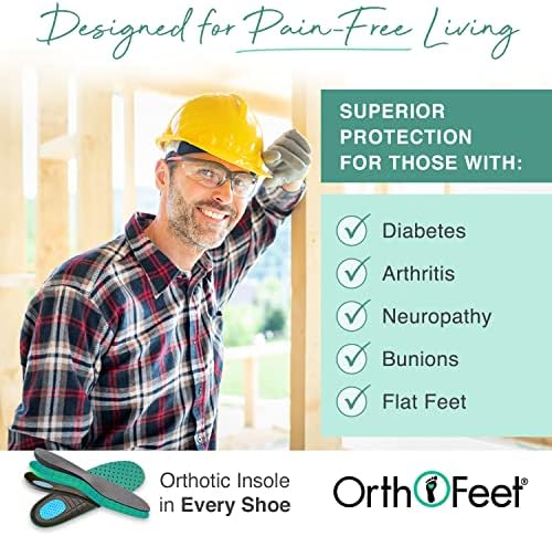 Ортопедични мъжки работни обувки Orthofeet, Технология на обезболяващи арх подкрепа, Композитен чорап, Устойчиви на хлъзгане, Са идеални при