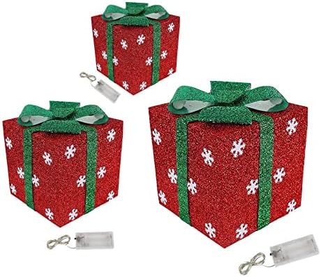 PMUYBHF Осветени Кутии Подарък На Закрито На Открито Коледна Украса за Коледната Елха на Верандата на Дома за Жени