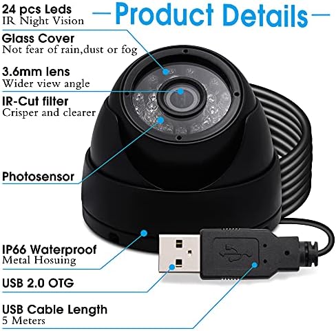 ALPCAM USB Куполна Камера с Full HD 1080P USB Уеб камера с сензор за изображения CMOS OV2710 Водоустойчив уеб камера за помещения и