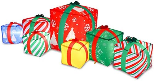 6,6 Подножието Коледни Надуваеми Подаръчни Кутии, Големи Коледни Надуваеми Украшения, Led Коледни Надуваеми играчки с Осветление,