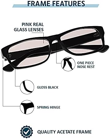 Очила за четене от истинско стъкло с розови лещи от истинско стъкло, в рамки в стил на Онази Бъдат с увеличаването за четене от +0,25 до
