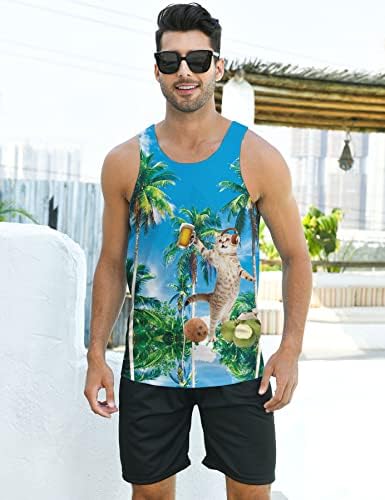 uideazone Мъжки Плажна Риза Лятна 3D Графична Бързосъхнеща Тениска Без Ръкави За Тренировки Във фитнеса