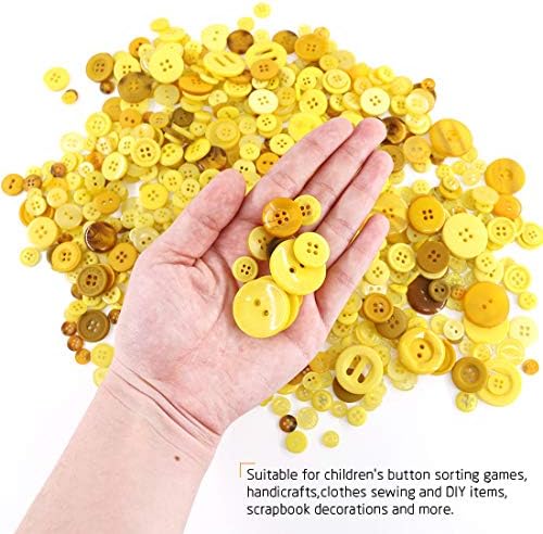 Копчета от смола Жълта серия Rustark 650 бр., Любими Находки, Основни Копчета с 2 и 4 Дупки, Копчета за бродерия, занаяти, накити,