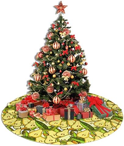 LVeShop Жълти Круши Зелени Листа Пола за Коледно Луксозна Кръгла Подложка За вътрешна и Външна Употреба Селски Празнични Украси