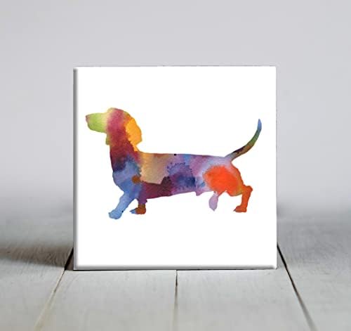 Декоративни плочки за начин на отглеждане на кучето с абстрактна такса (6 X 6 в рамка)