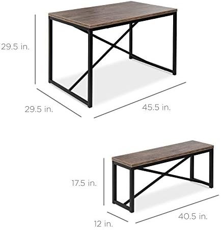 Стоки Best Choice 45,5 см Комплект мебели за масата за хранене в стил пейки от 3 теми, Компактен Трапезария за 4 човека за кухня,
