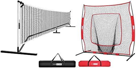 Комплект 22-метрова мрежа за пиклбола VIVOHOME черен цвят с бейзболна мрежа за софтбол с размери 7 х 7 метра