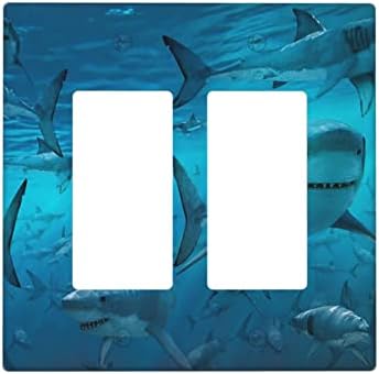 Shark Двойна Перекидная Капачка на Ключа на Светлината Декоративни Стенни Табела 2 на Бандата Изход Decora за Момчета Спалня Хол Пералня