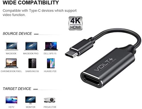 Работи от комплекта на VOLT PLUS ТЕХНОЛОГИИ 4K, HDMI USB-C е съвместим с професионален адаптер за HTC One M9 с цифрово пълна изход 2160p,