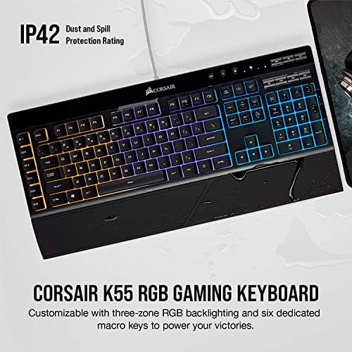 Клавиатура Corsair Gaming k55 опция RGB RGB LED подсветка и Филтър подложка за мишка Corsair Gaming MM100