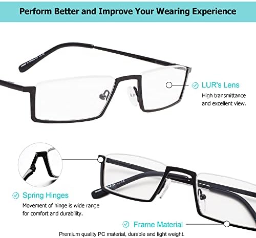 LUR 3 опаковки на метални очила за четене в полуободке + 3 опаковки очила за четене без полуободки (само 6 двойки ридеров + 1,00)