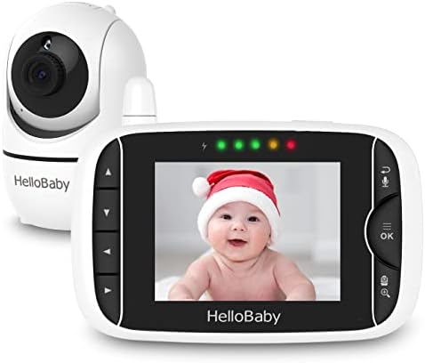 Видеоняня HelloBaby с 2 камери, Видеоняня с камера и аудио, Дистанционно канче/Наклон/зумирование, режим VOX, нощно виждане, двупосочен