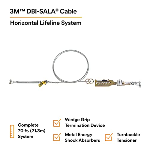 Хоризонтална Система за спасителни въжета DBI-SALA Sayfline 7602070 с дължина от 3 м, на 70-Фута Въже с Клиньевой дръжка, устройството за