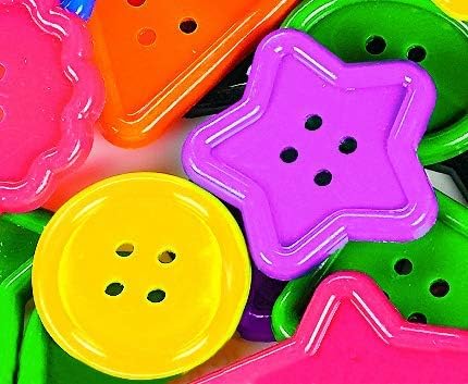 Големи цветни копчета за деца - 8 ярки цветове и 8-големи форми - Съраунд комплект от 94 поделочных копчета - Огромни,