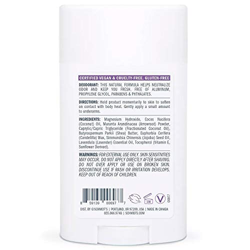 Натурален Дезодорант-стик Schmidt's Lavender Tips без алуминий за Чувствителна кожа 2,65 унция (6 опаковки)