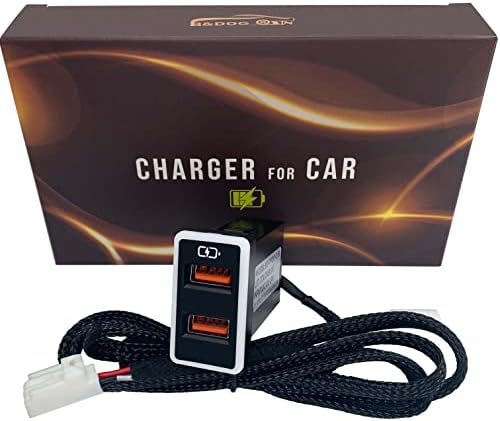 Зарядно за кола QC3.0 за бързо зареждане, за Toyota с два порта USB, led подсветка, съвместими смартфони, таблети или други