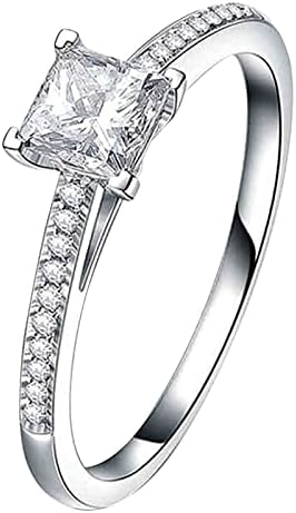 2023 Ново Дамско Годежен Пръстен С Цирконий и диамантен пръстен, Персонални Пръстени Принцеса, Седем пръстени en (Сребро, 8)