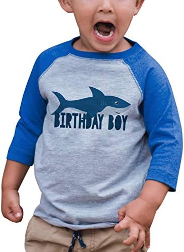 Тениска Raglan 7 ate 9 Apparel Shark Boy ' s Birthday за момче