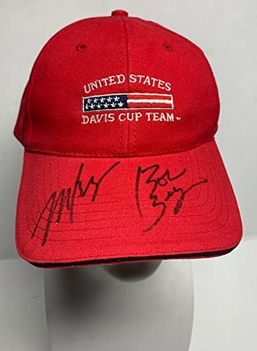 Бейзболна шапка за голф с автограф на Боб Брайън и Майк Брайън на Купа Дейвис PSA AK20823 - Различни предмети за тенис С автограф