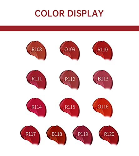 COLORKEY Matte Течна Червено Червило за Оцветяване на устните, Траен и Водоустойчив Блясък за устни Мек Устойчив Матиран Цвят за грим
