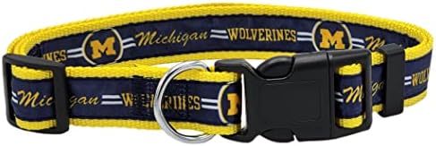 Нашийник за домашни любимци NCAA Michigan Wolverines Dog Collar, яка Средна отбор на Колежа за кучета и котки. Спортен, Блестящ