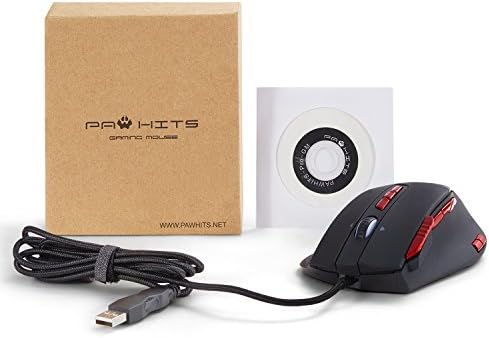 Ергономична Детска мишката PAWHITS - 16400 точки на инч, 12 Програмируеми Бутона за действие, Проводна USB