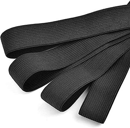 2-инчов еластична лента с дебелина 25 ярда от плътна еластична тъкан черно / бял на цвят, произведен в САЩ (черен)