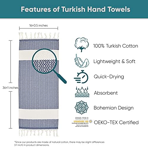 sea me at home, 2 Декоративни турски кърпи за ръце за баня в бохемски стил, Турски Памук, Комплект кухненски кърпи за кухня в стил Бохо,