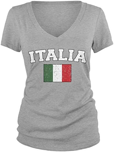 Италиански флаг Amdesco Junior's, Флаг на Италия, Тениска с V-образно деколте Love Italia