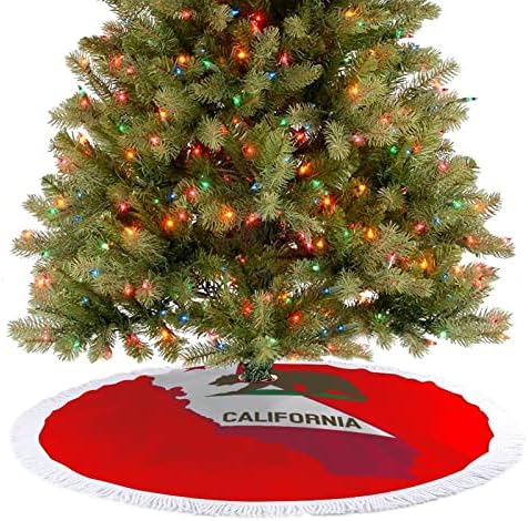 Пола в Коледна Елха с Принтом Мечка на Картата на Калифорния и Четка за Весели Коледно парти Под Коледна Елха