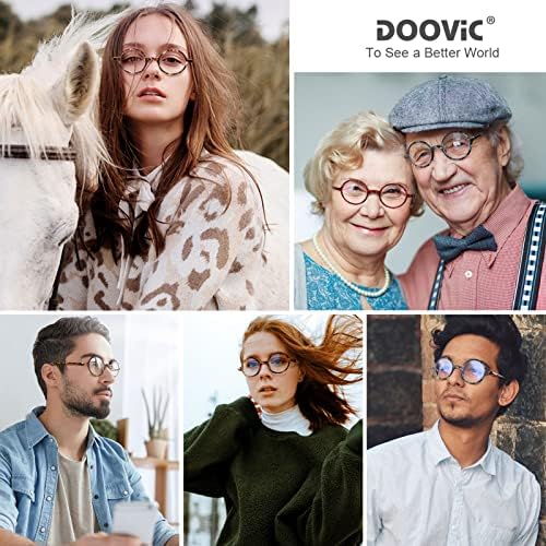 DOOViC Кръгли Очила за Четене, Блокиране на Синя Светлина, Гъвкави и Леки Очила, Модерен Дизайн, Различни Черепаховые Очила за