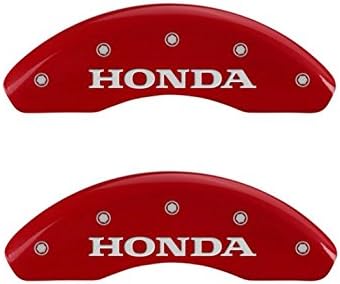 Капачки на челюстите MGP 20107SHONRD с Червено Прахово покритие, покриване на апарати с надпис Хонда със сребърни знаци, Комплект от 4