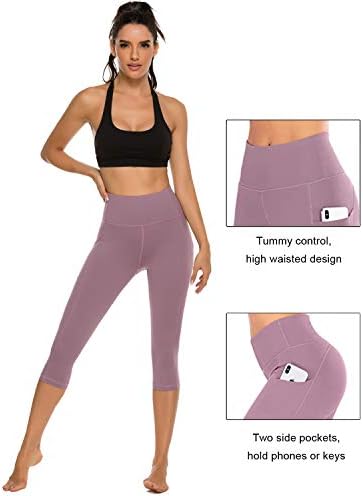 Дамски панталони капри за йога Stelle с джобове Незаменими Гамаши с Висока талия за тренировки