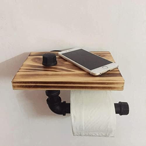 Закупуване на Държач за тоалетна хартия-Global Products Промишлен Държач за Тоалетна хартия с дървена рафт в Селски стил и Мебели от Чугунени