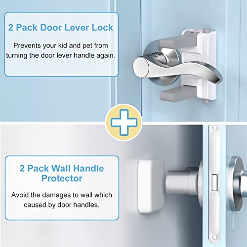 Защитна врата рычажный заключване AOSITE, 2 опаковки, Автоматично заключване на вратите с лост, Залепваща Врата дръжка със защита