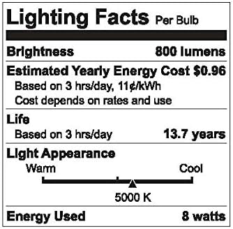 GE Classic 8-Pack 60 Вата на Еквивалентна Дневна светлина 5000k A19 LED Лампа, Електрическа Крушка