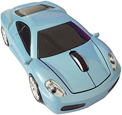 Безжична Мишка във формата на кола, Оптична Мишка 2.4ghz, Безжична мишка за Стръмен спортен автомобил, 1600 DPI, 3D (Светло синьо), (BXCU002L)