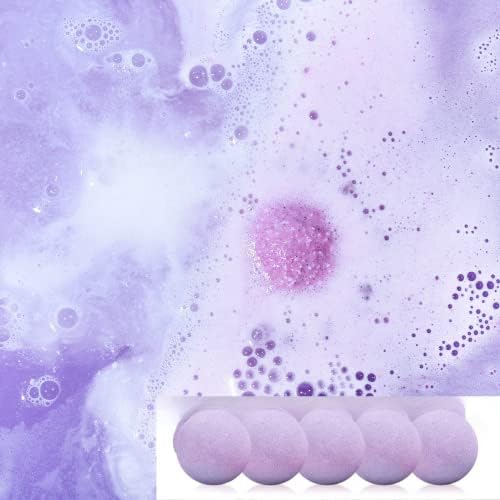 Purple Дзен 5 опаковки Лавандовых Бомбочек за вана | Релаксираща Шипучая Бомбочка за баня Великолепния Виолетов цвят за