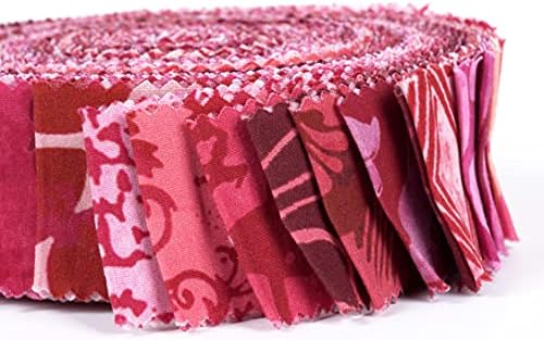 Soimoi 40 бр. предварително раскроенных ивици тъкан с принтом батик, 1,5x42 инча, ролки памук желе за капитониране - Розов