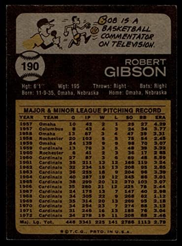 1973 Topps 190 Боб Гибсън Сейнт Луис Кардиналс (Бейзболна картичка) БИВШ Кардиналс