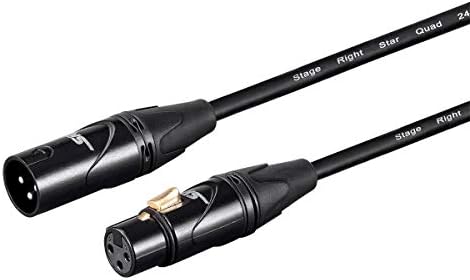 Микрофон кабел Monoprice Starquad XLR Male - XLR Female - 3 метра - Черно, 24AWG, Оптимизиран за аналогови аудио - Златни контакти