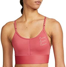 Женски спортен сутиен Nike Dri-FIT Indy Longline с мека подплата с ниска подкрепа (Архейский розово) размерът на средната