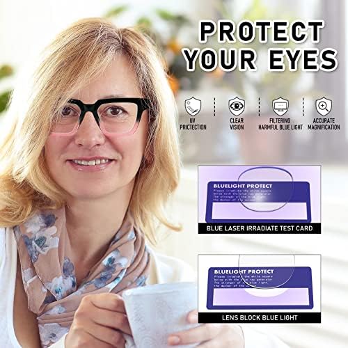 KoKoBin 6 Опаковки Очила за четене в стила на Опра за жени, Негабаритная Квадратни Рамки, и Синя Светлина, Блокиране на Удобни Ридеры