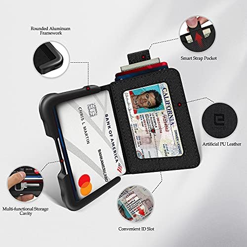 Тънък портфейл с Двоен Преден джоб от Изкуствена кожа ENIGMA Спретнат, Алуминий Метален Пътен Тактически RFID Блокиране на Държач